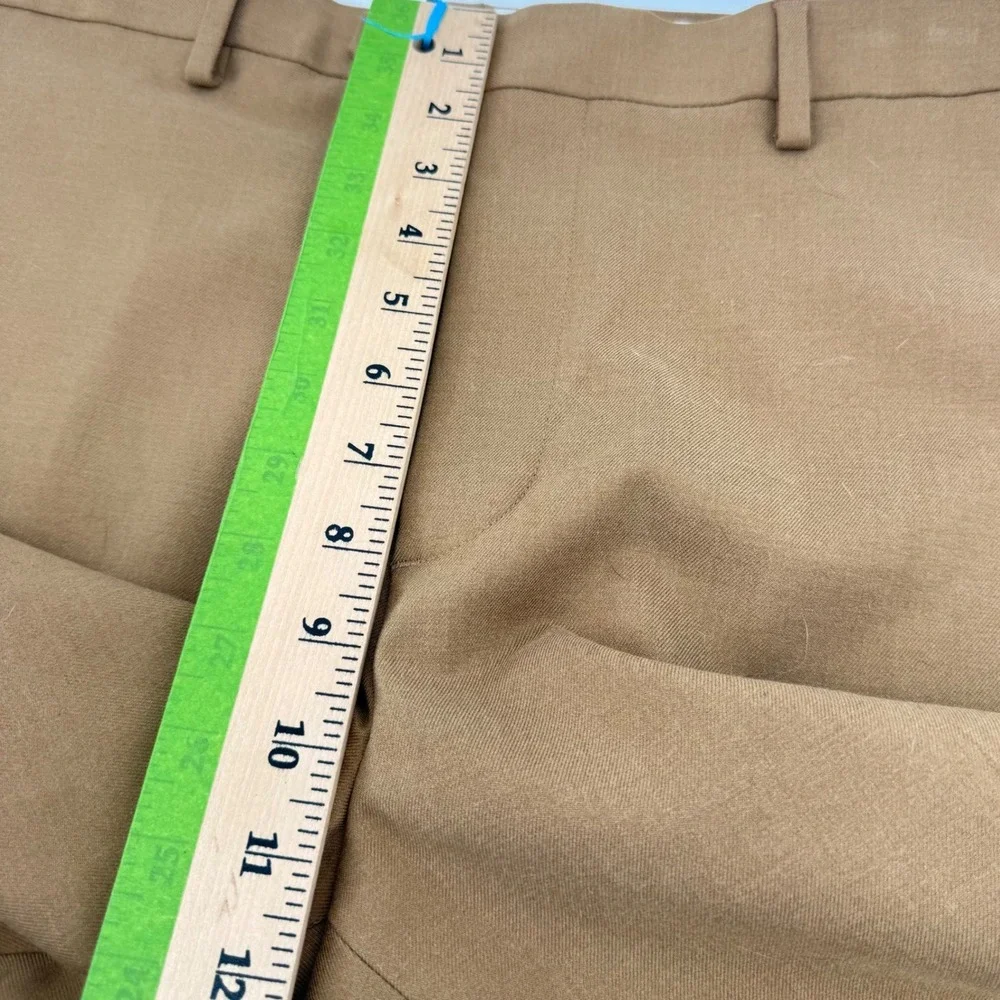 Banana Republic Tailored Fit Pants Men 34x32 Camel Brn Herringbone Dress Trouser